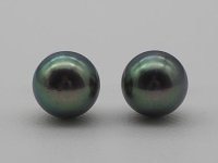 大珠アコヤ黒本真珠 9.0 mm PTピアス