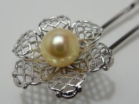 アコヤ真珠 9.1 mm 天然金色真珠 簪