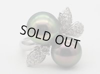 黒蝶ピーコックグリーンパール Dia 0.50 ct RING テリ最強「オーロラ・ピーコック」鑑別鑑定書付