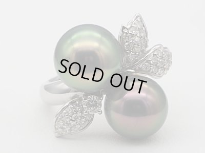 画像1: 黒蝶ピーコックグリーンパール Dia 0.50 ct RING テリ最強「オーロラ・ピーコック」鑑別鑑定書付