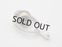 黒蝶真珠 リキテア産 ピーコックグリーン K18WG Dia 0.4ct PENDANT