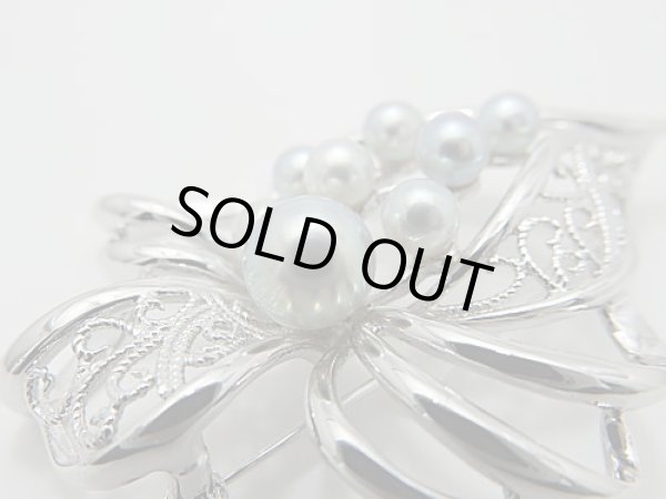 画像1: アコヤ真珠ナチュラルブルーブローチ