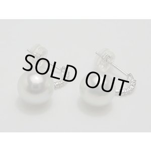 画像: アコヤ天然ブルーピンクグリーン K14WG Dia ピアス