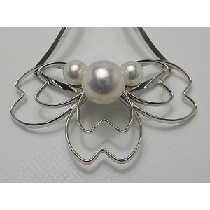 画像: アコヤ真珠 ナチュラルピンク 3 珠付き簪