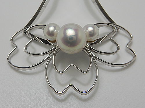画像1: アコヤ真珠 ナチュラルピンク 3 珠付き簪